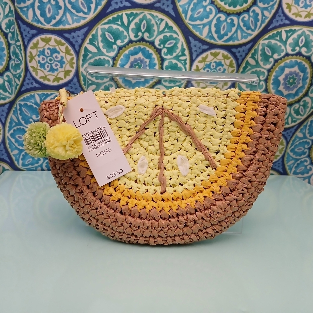 LOFT Lemon Slice Woven Clutch NWT